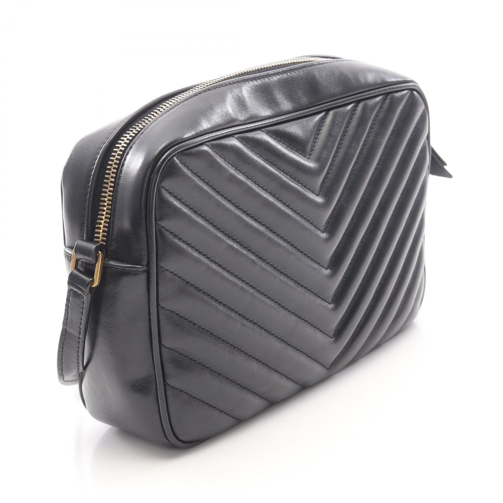 鑑定済SAINT LAURENT ショルダーバッグ ブラック Yves Saint Laurent イブサンローラン YSLロゴ カサンドラ