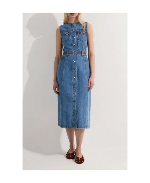 カレンミレン レディース ワンピース トップス Women s Sleeveless Midi Denim Dress Light blue DECORATOM_COM_BR