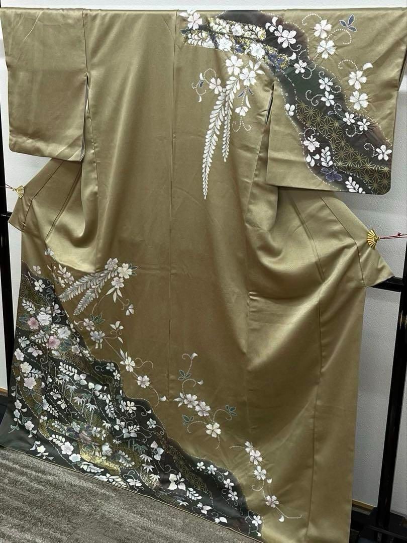 正絹 訪問着 紋入り 辻が花 刺繍 絞り 【中古】 訪問着 リサイクル着物