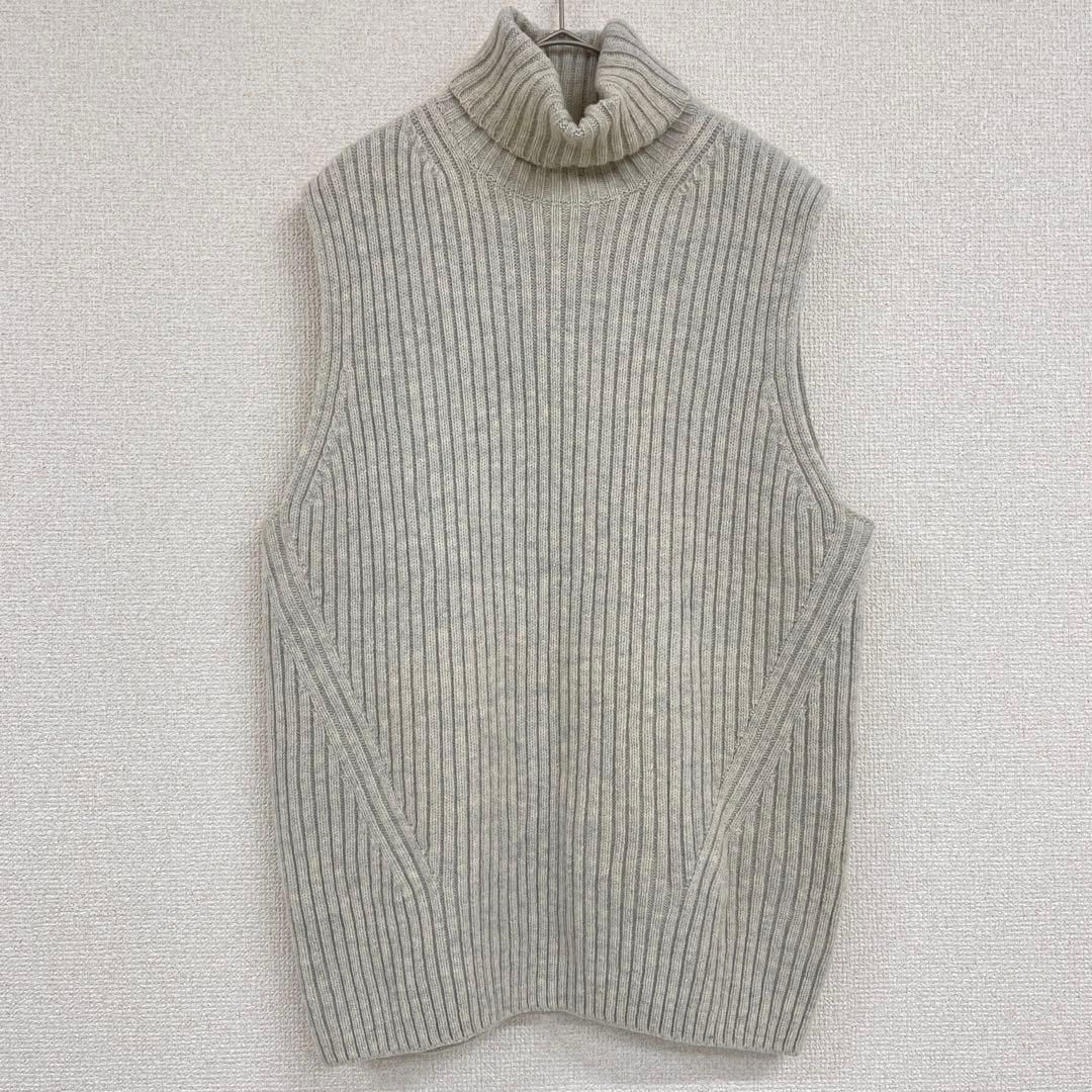 DRIES VAN NOTEN ドリスヴァンノッテン ノースリーブ リブニット ベスト トップス タートルネック ハイネック S ベージュ ウール