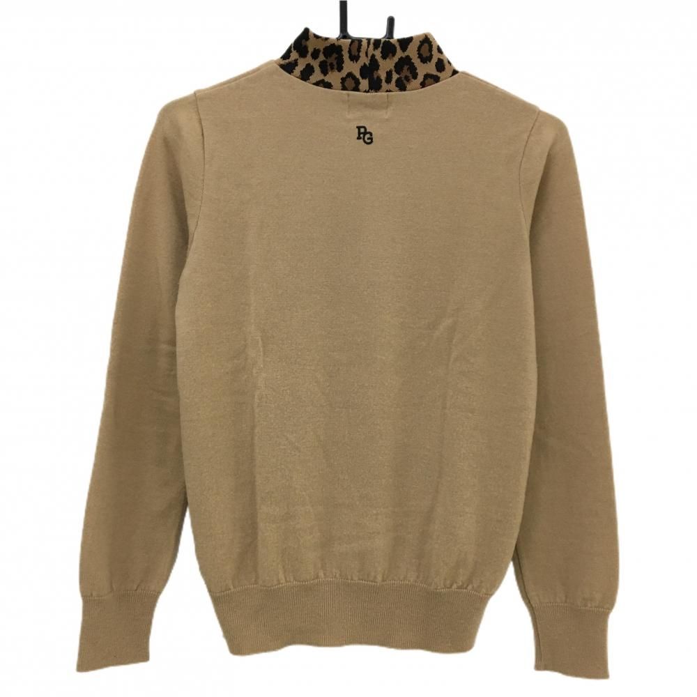 パーリーゲイツ セーター ダークベージュ ネックレオパード柄 ウール レディース 0 S ゴルフウェア PEARLY GATES