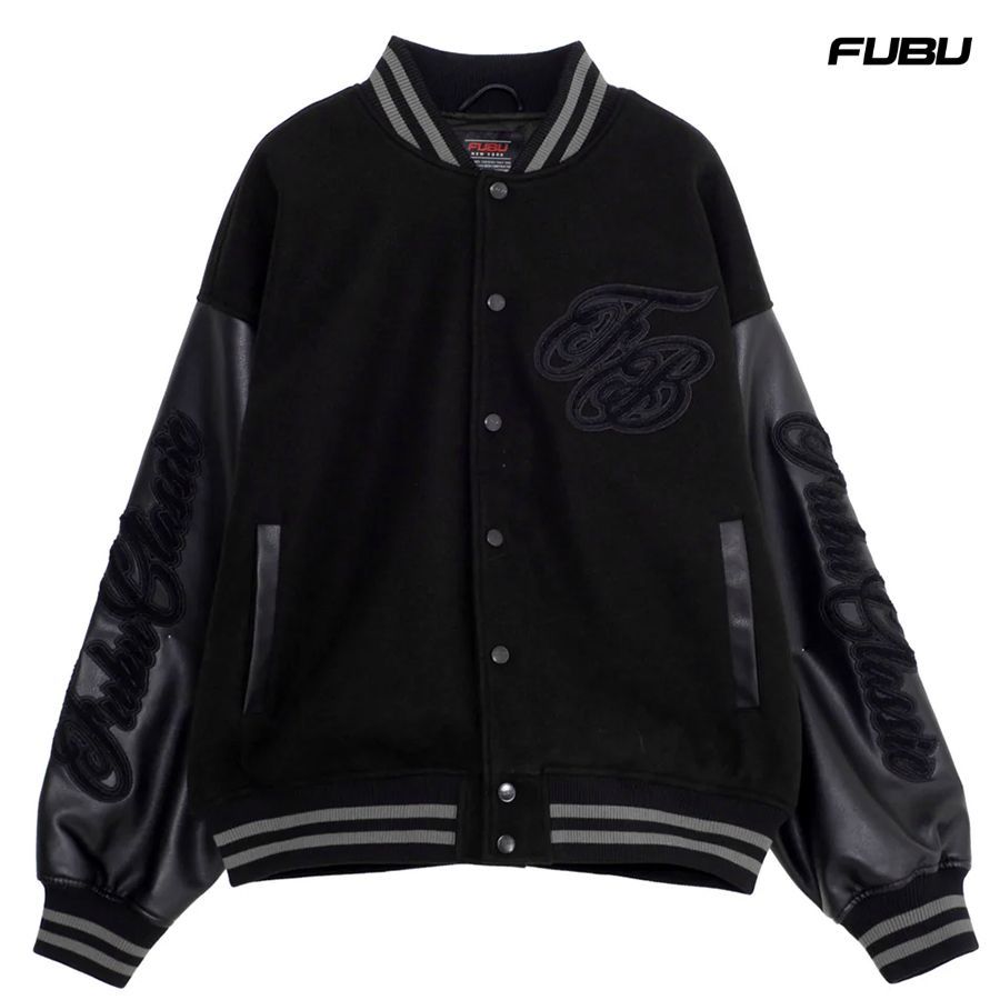 FUBU VARSITY JACKET【BLACK】(フブ メンズ 大きいサイズ スタジャン