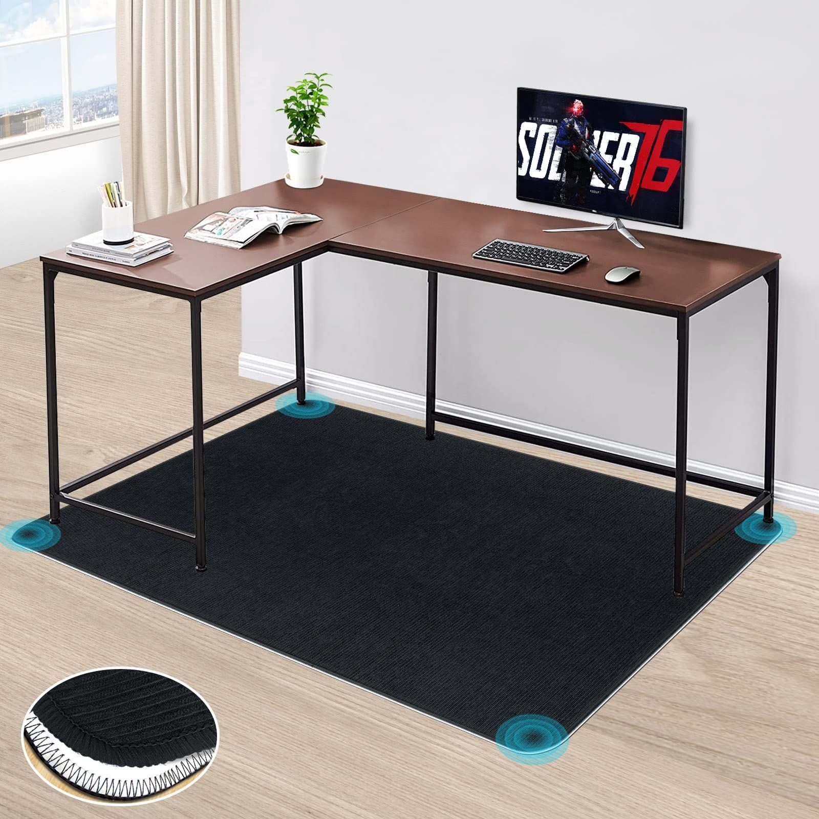 【人気商品】cm 厚さ4mm 140×100 ゲーミングチェアマットセルフ粘着 コーデュロイ製 床保護マット床傷防止マット フロアマット 騒音対策 HAODEMI 床暖房対応 防音 丸洗い可能 チェアマット