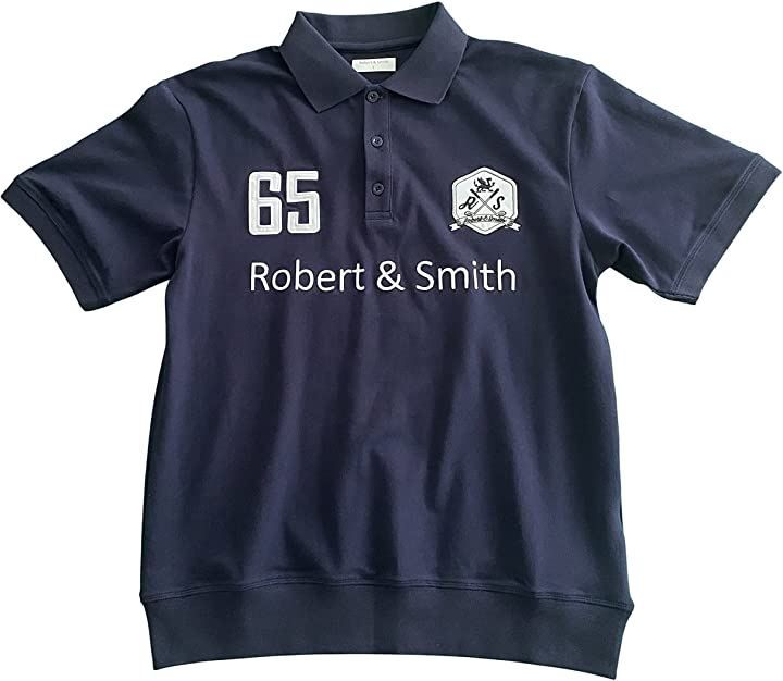 Robertu0026Smith ロバート・アンド・スミス ポロシャツ 100% コットン ゴルフポロシャツ ゴルフウエア 半袖メンズ( ネイビー，  XL)