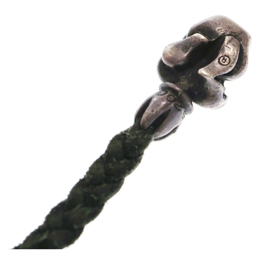 CHROME HEARTS (クロムハーツ) LEATHER BRAID リップアンドタンレザーブレード ネックレス ブラック/シルバー