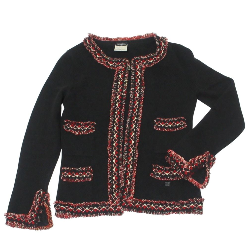 良品 03A CHANEL シャネル カシミヤ100％ トリムニット