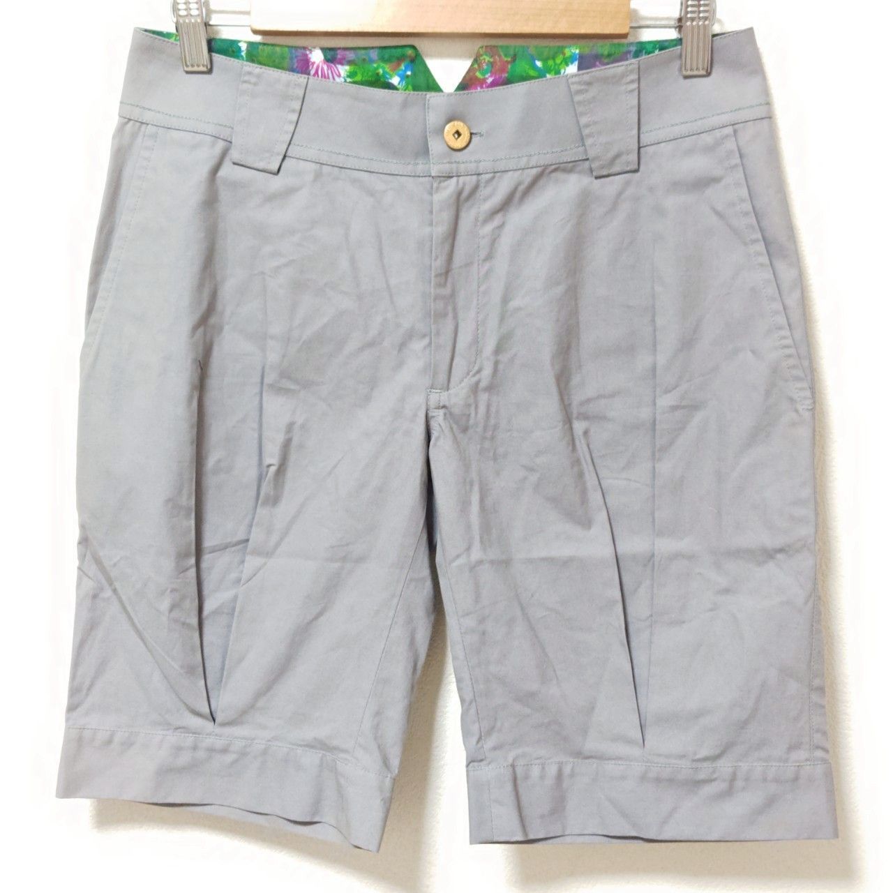 ◎ CHOCOLATE JEANS Brasil ショコラッチ ジーンズ ブラジル ハーフパンツ ショートパンツ カジュアル タック 春夏 スタイリッシュ コットン グレー レディース サイズ38|M30084ja