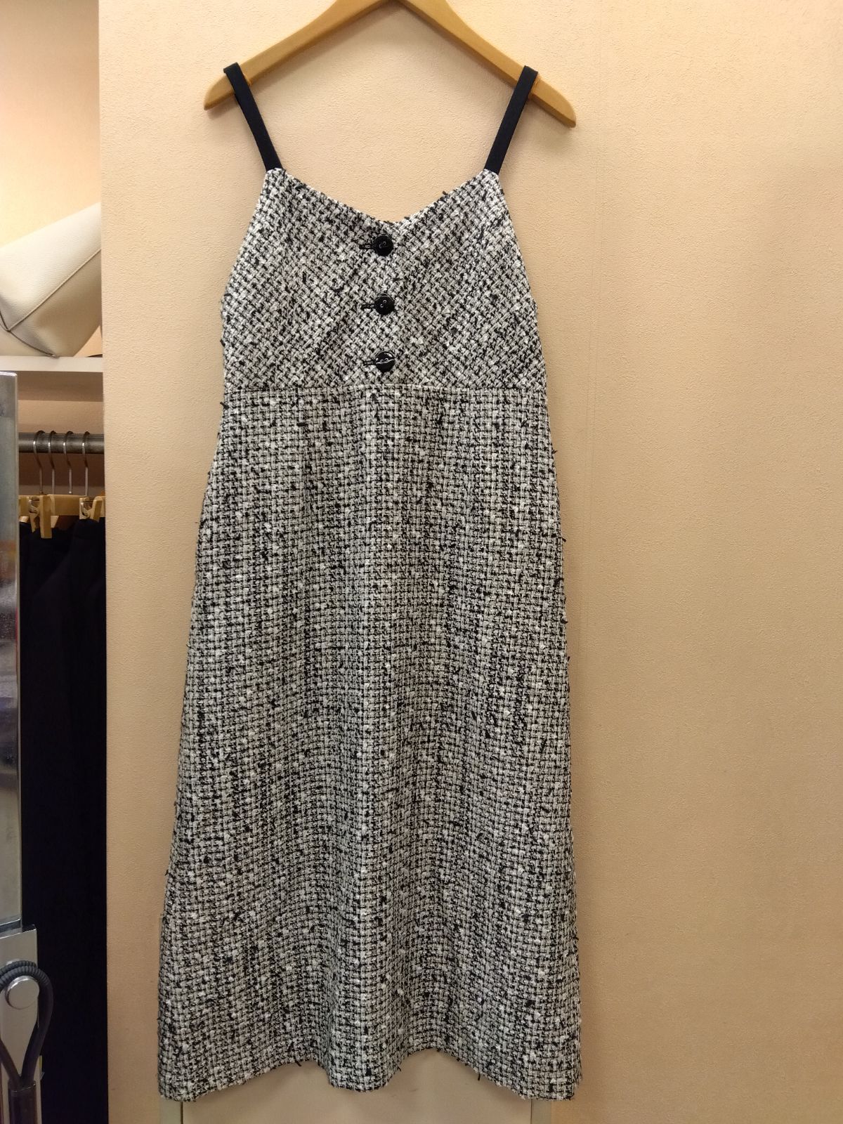 М11 トッカ TOCCA ツイード ボタンアクセント ジャンパードレス