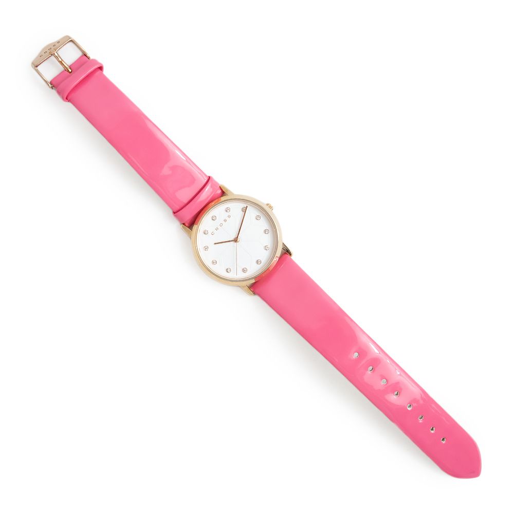 クロス 腕時計 クォーツ ステンレススチール レザー ミネラルクリスタル ピンク ゴールド CR9036-03 箱付 CROSS（新品・未使用品）