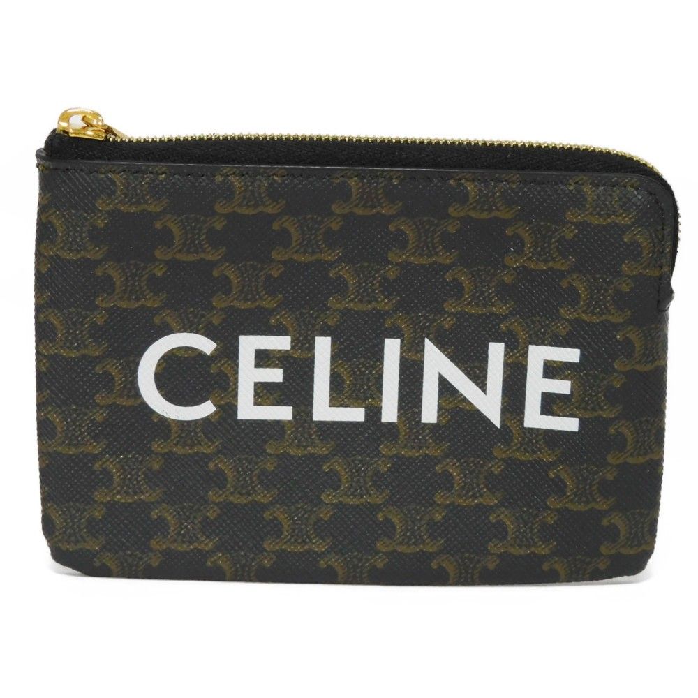 CELINE セリーヌ ロゴ コイン & カードケース ホワイト ゴールド CELINE セリーヌ ロゴ コイン & カードケース ホワイト ゴールド