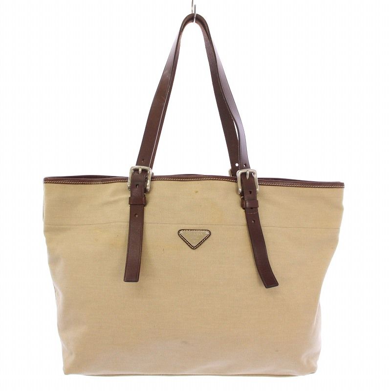 PRADAベージュキャンバストートバッグ 楽天市場】プラダ PRADA（カラーベージュ）（トートバッグ