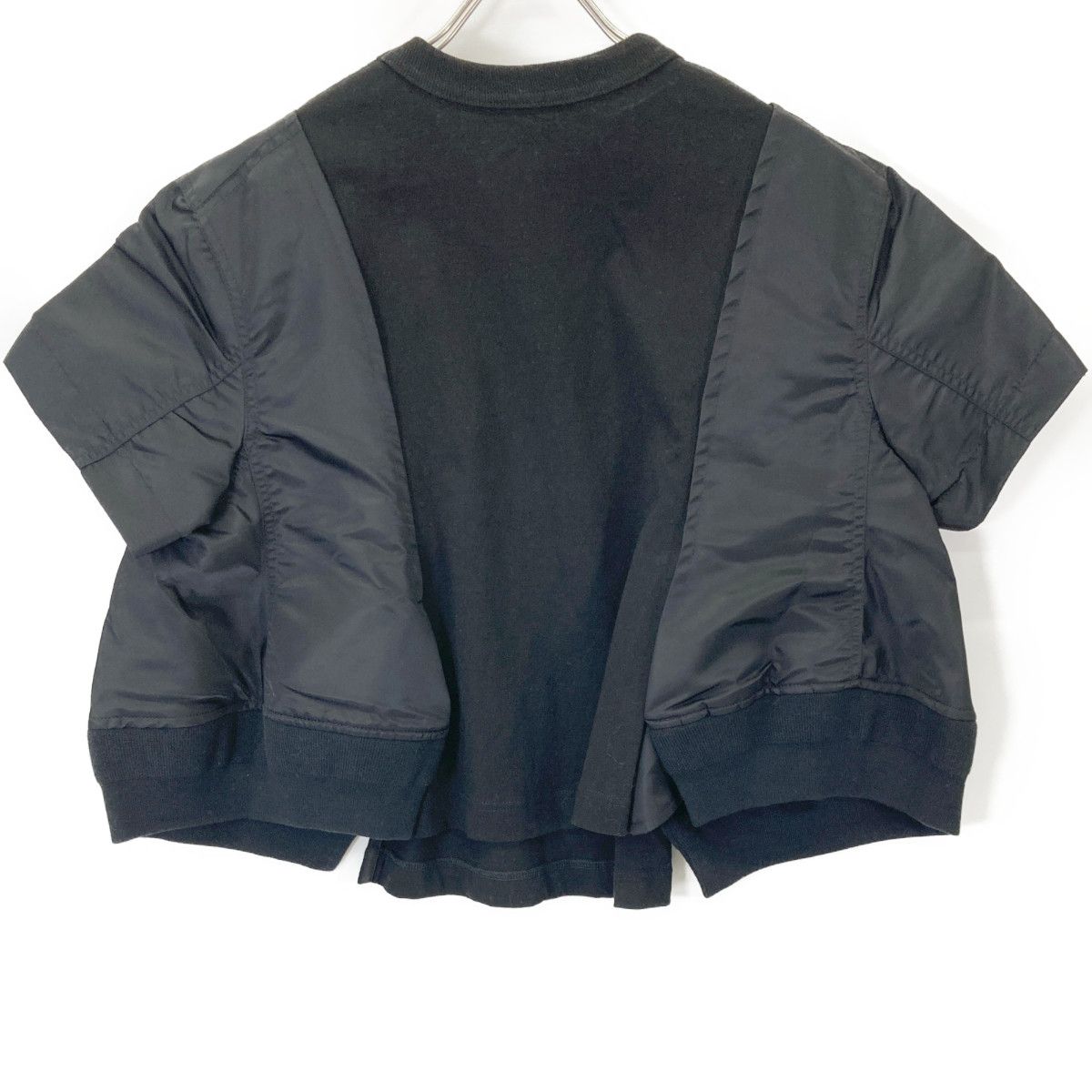 sacai サカイ 24-07454 24AW ブラック Nylon TwillxCotton Jersey T-Shirt ドッキングTシャツ 3