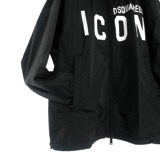 ディースクエアード DSQUARED2 23SS ICON ナイロン ウインドブレーカー ジャケット パーカー XL 黒 ブラック S79AM0049  国内正規