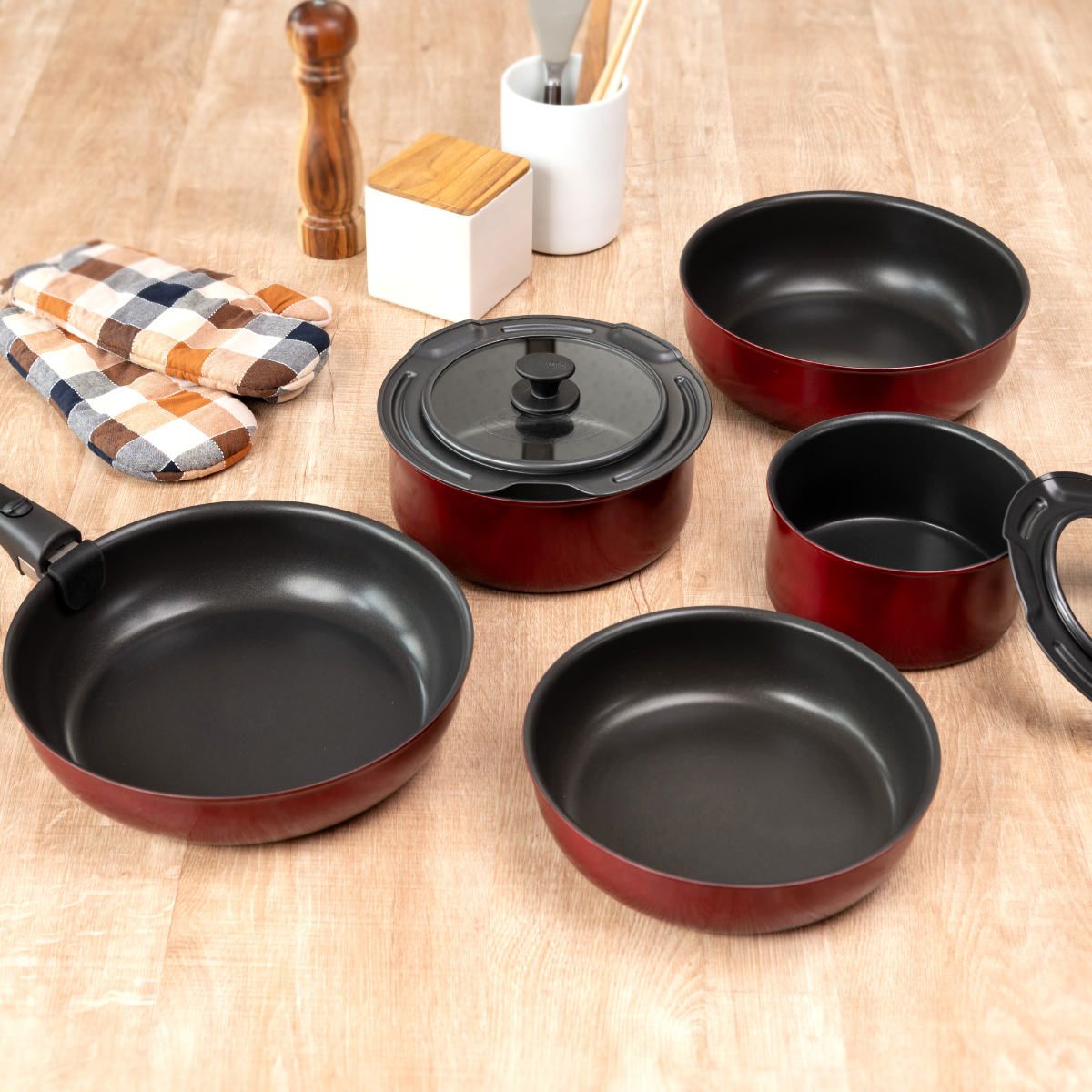サーモス 取っ手のとれるフライパン8点セット IH対応 着脱ハンドル式