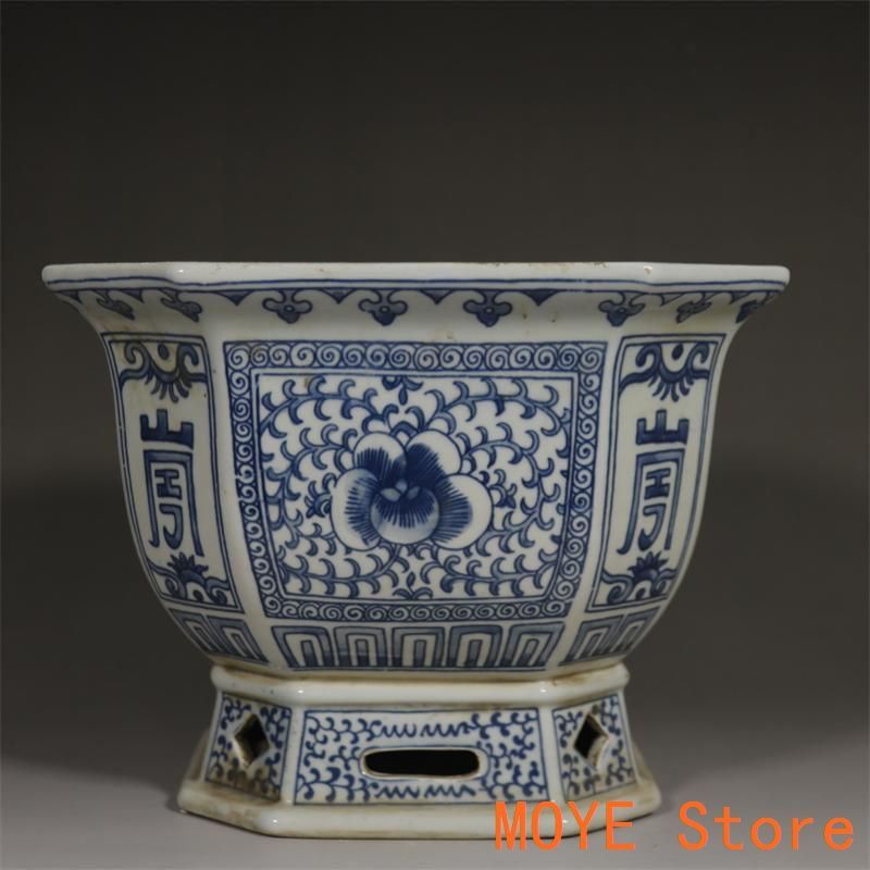 中国 景徳鎮 青花纏枝紋六方植木鉢 陶磁器 盆栽鉢 工芸品 置物 景徳鎮 青花纏枝紋六方植木鉢 陶磁器 盆栽鉢 工芸品 置物 - メルカリ