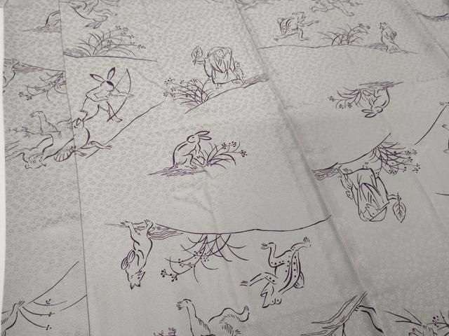 平和屋本店□上質な長襦袢 無双仕立て 鳥獣戯画 逸品 未使用