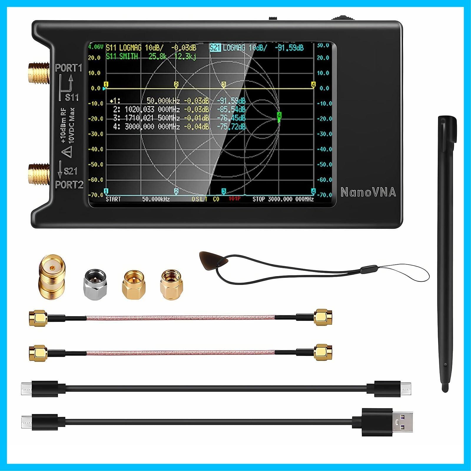 HF -1.5GHz VHF 10KHz UHFポータブルアンテナアナライザ 4インチタッチスクリーン Sパラメータ VSWR 位相 遅延 スミスチャート測定 アップグレードされたNanoVNA-H4ベクトルネットワークアナライザ V4.3