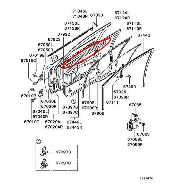 ミツビシ ランサー エボリューション 9 Ⅸ CT9A リヤドア ベルトモール ☆ 三菱 純正 新品 ランサー エボリューション 9 IX CT9A