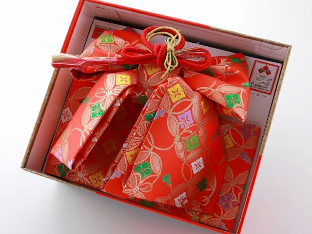 七五三 七歳用 結び帯 大寸 単品 新品 朱赤地 七宝 da-249