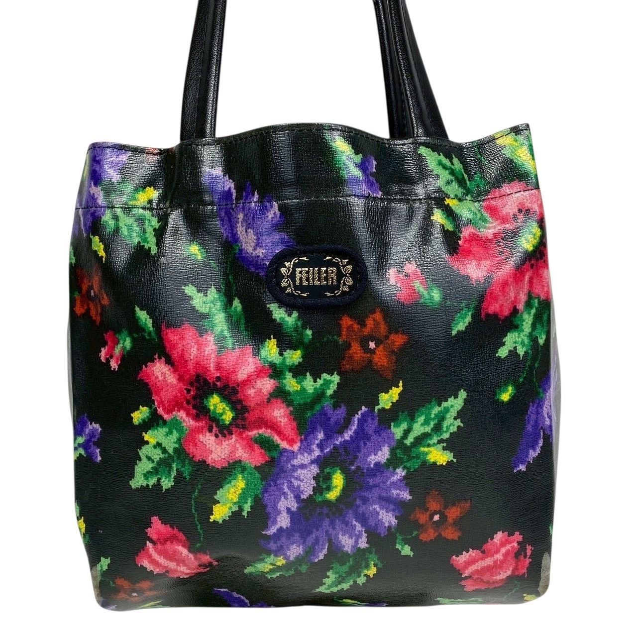 B3628】 FEILER フェイラー ハンドバッグ 花柄 総柄 ナイロン ビニール