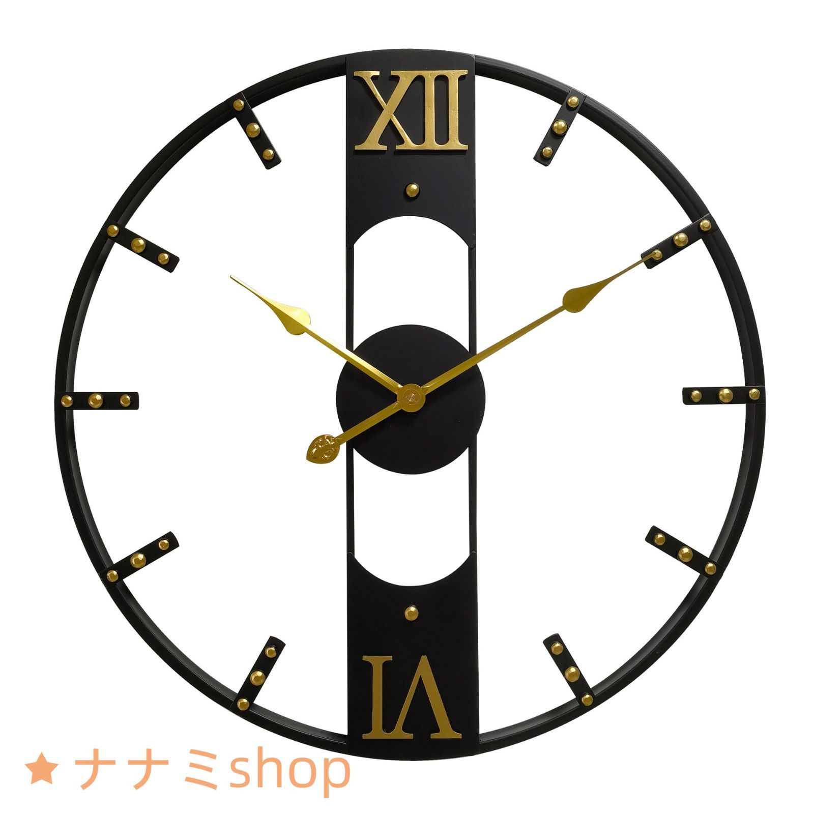 家の装飾壁掛け時計鉄リベットスケールクリエイティブサイレント時計テクスチャラウンドリビングルーム時計