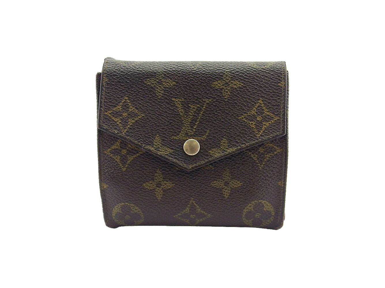 ルイ ヴィトン LOUIS VUITTON 三つ折り財布 モノグラム ポルトモネビエ ブラウン ベージュ レディース