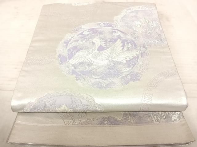 平和屋着物◎六通柄袋帯 鳳凰更紗花文 金糸 正絹 逸品
