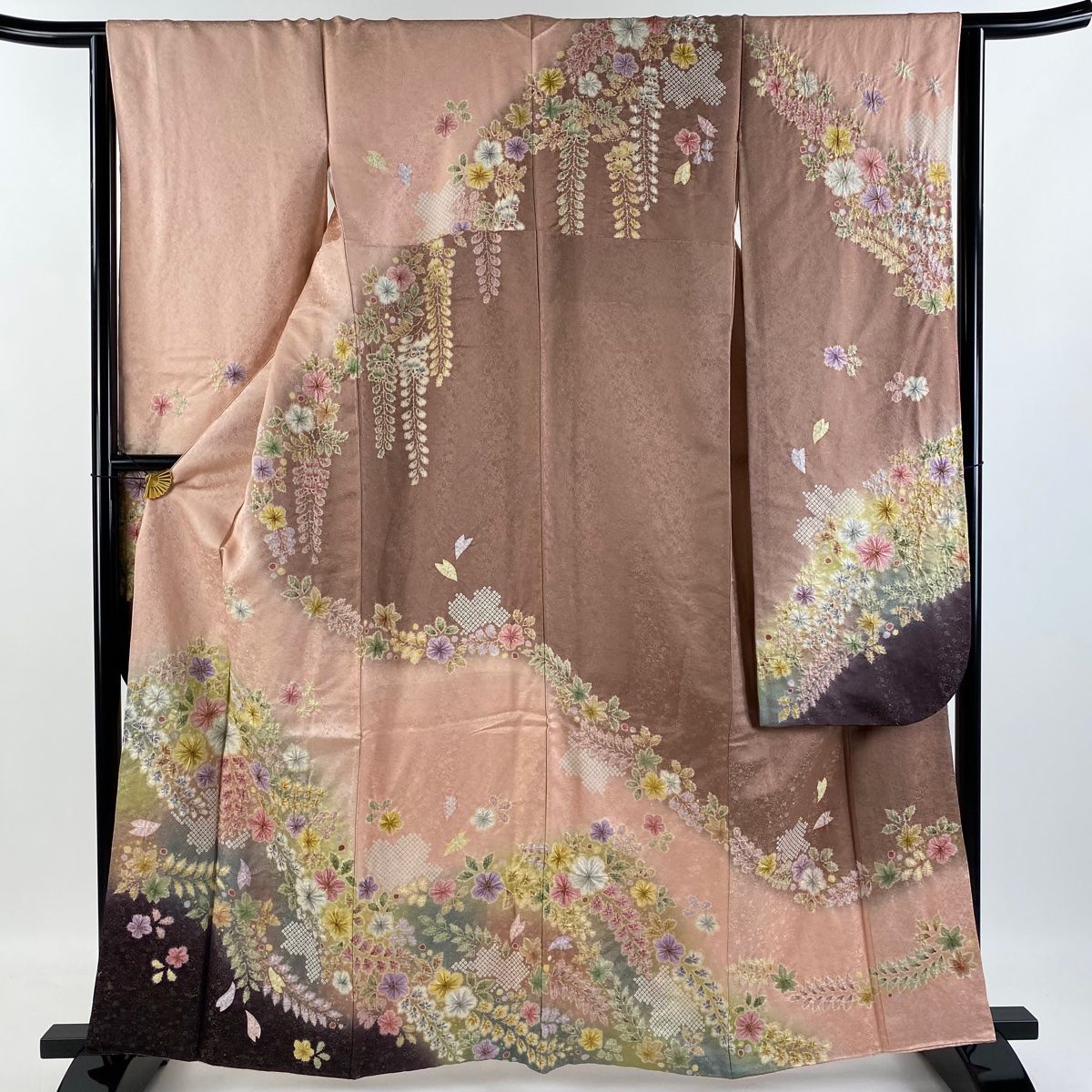 極上◆名品　徳永憲峯 正絹振袖◆花絞り辻が花◆ 渋め色〜薄紫色◆振袖一式◆成人式 極上◇名品 徳永憲峯 正絹振袖◇花絞り辻が花◇ 渋め色〜薄紫色