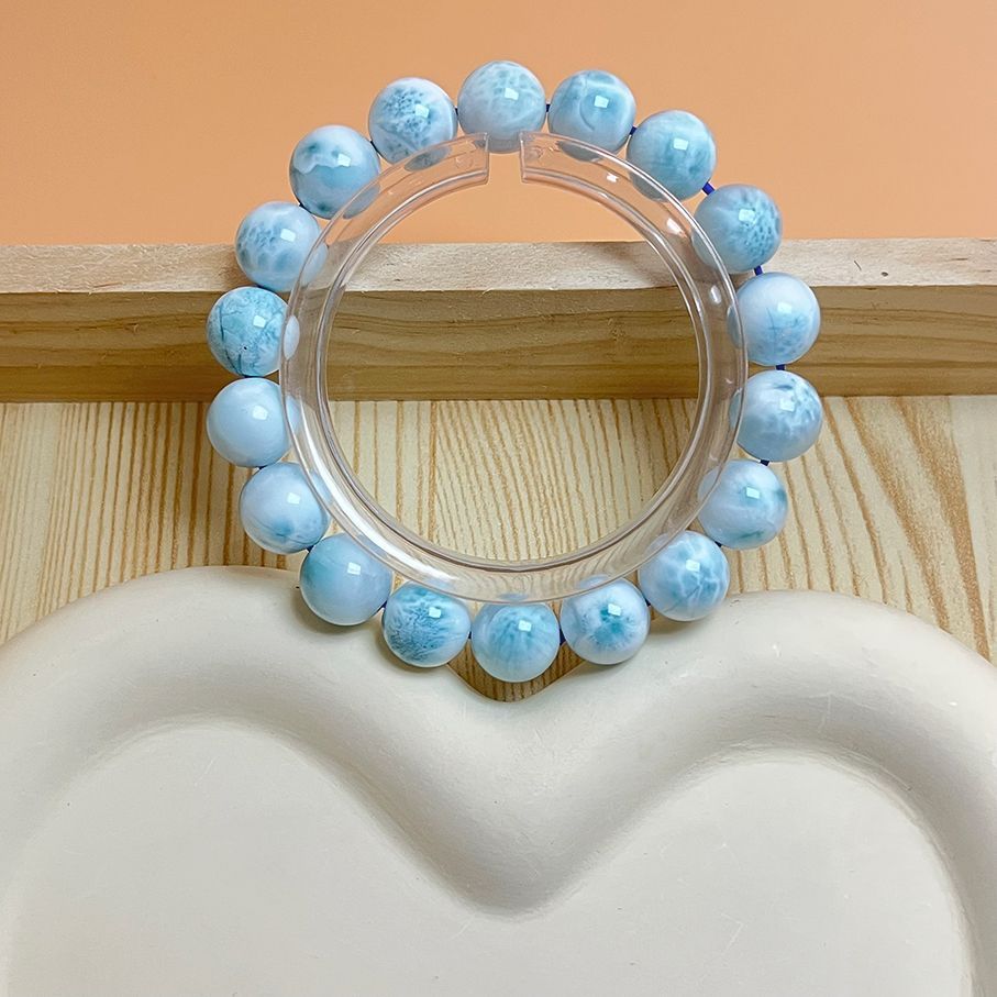 EU製 ドミニカ共和国産のラリマー ペクトライト パワーストーン ブレスレット 天然石 開運 金運 プレゼント 約10.9-11.3mm ZB9466