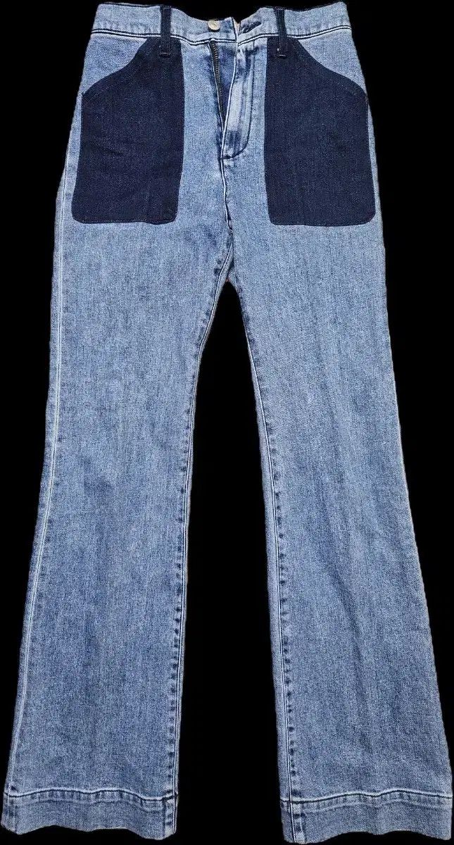 MANY MORE MONG バイカラー ブーツカット デニム ズボン XSサイズ