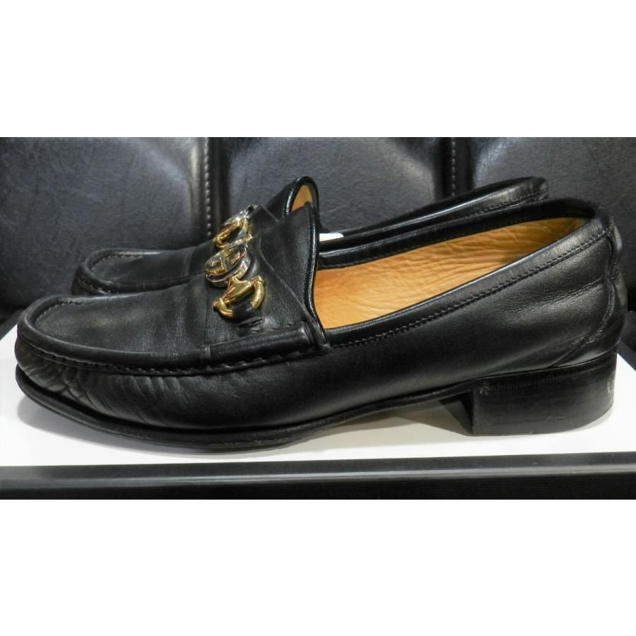美品　GUCCI インターロッキング　ローファー　黒　42 1/2 GUCCI - グッチ GUCCI ローファー ビジネスシューズ インター