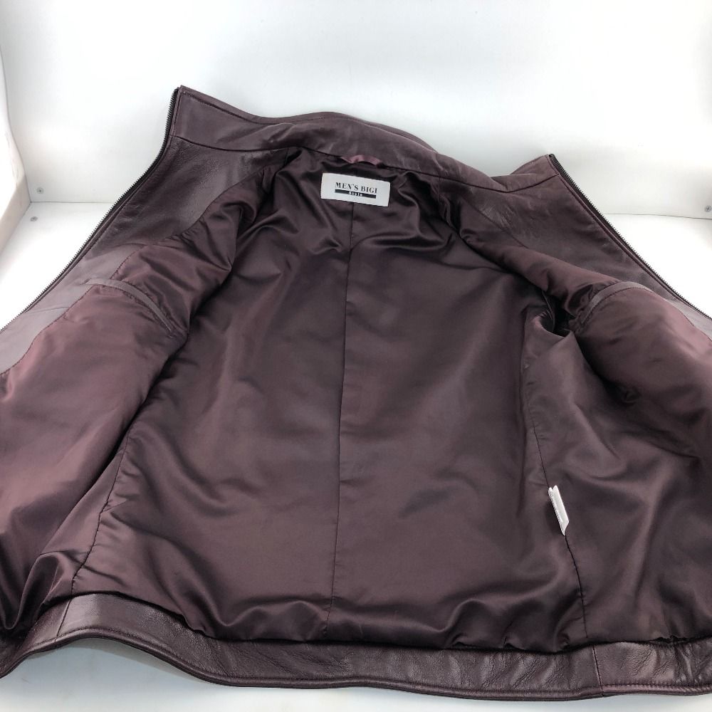 美品✨MEN'S BIGI 羊革 ラムレザージャケット ボルドー茶系 ステッチ Amazon | [メンズビギ] スタンドカラーシングルライダース