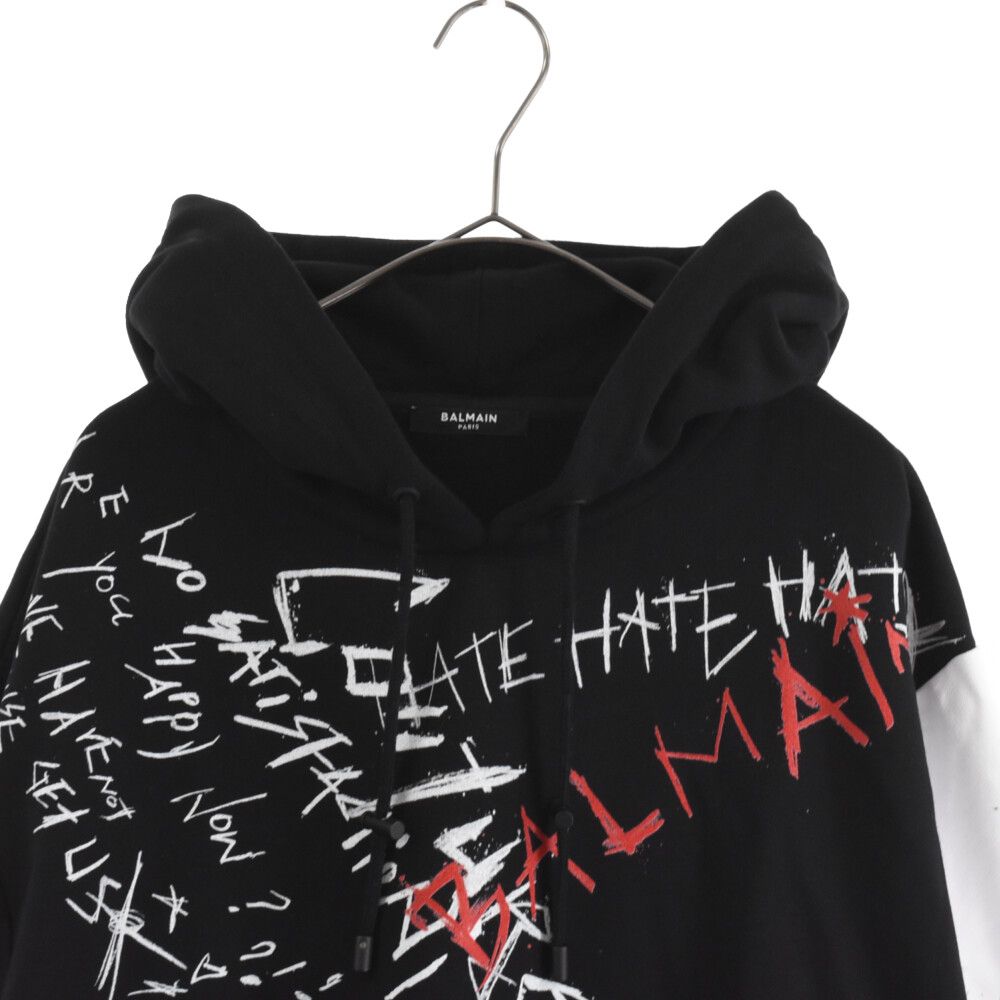 balmainバルマン パーカー プルオーバー ブラック YH1JT135 GB70 楽天市場】balmain(バルマン)パーカーグラフィティ プルオーバー