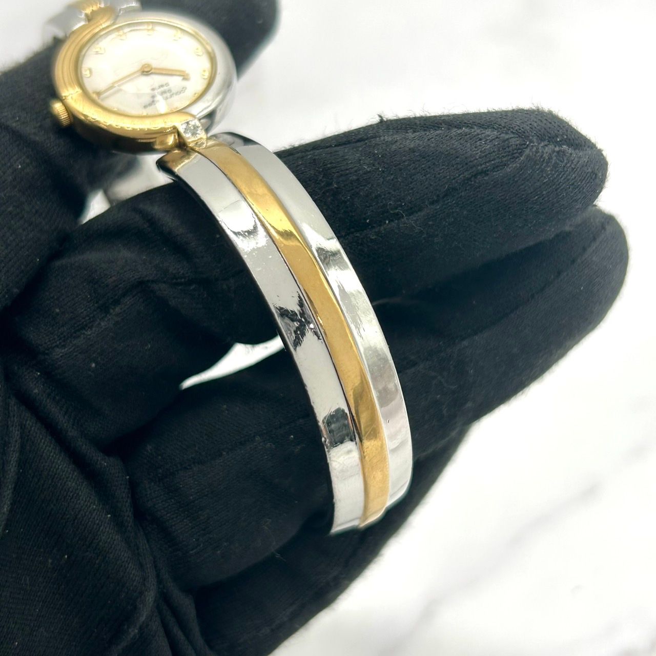 美品／稼働品】Courreges クレージュ レディース 腕時計 1Pダイヤ 