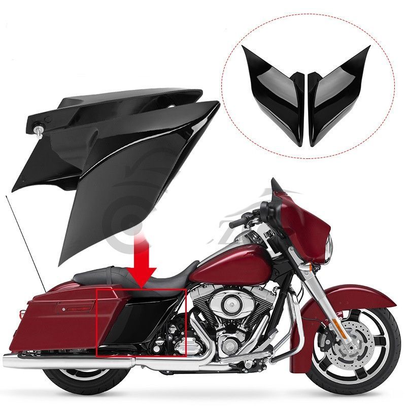 09-13ツーリングモデル用 サイドカバー ストレッチ バガー ストリートグライド ロードグライド ブラック塗装済み