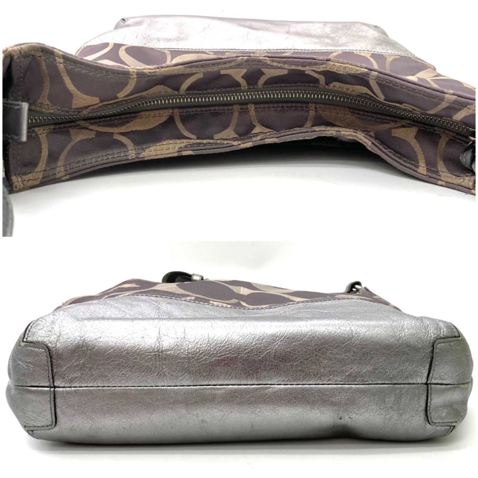 COACH】コーチ シグネチャー柄 ワンショルダーバッグ グレー