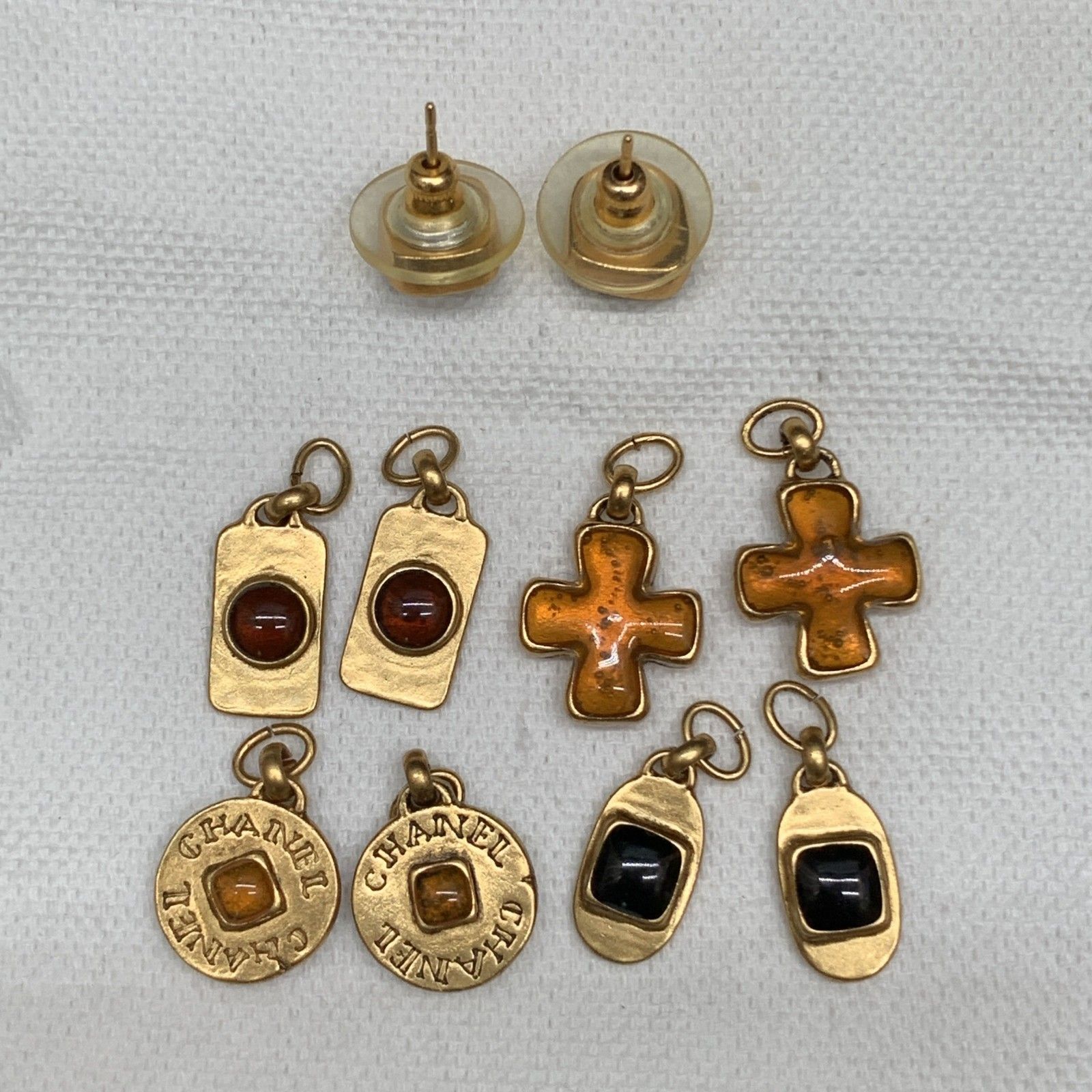 Z286 希少CHANEL シャネル ヴィンテージ ピアス グリポア カラー