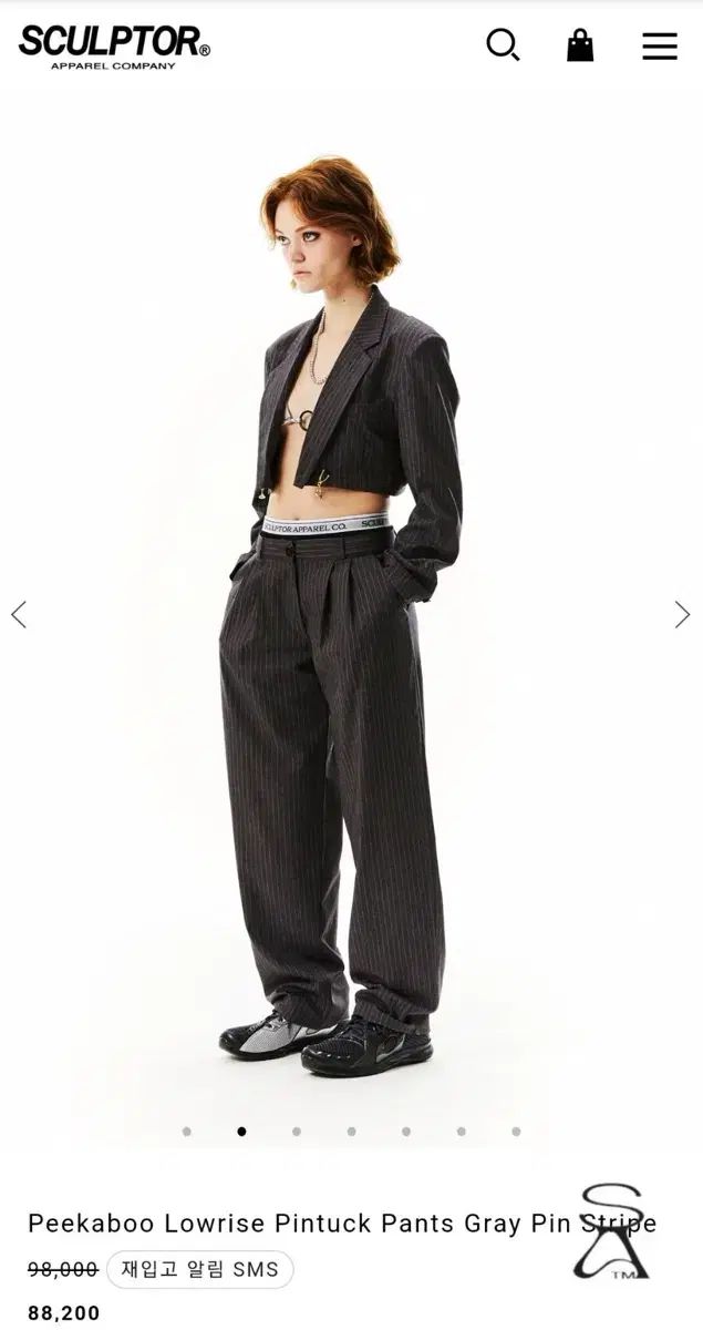 スカルプター SCULPTOR Peekaboo Lowrise Pintuck Pants Gray