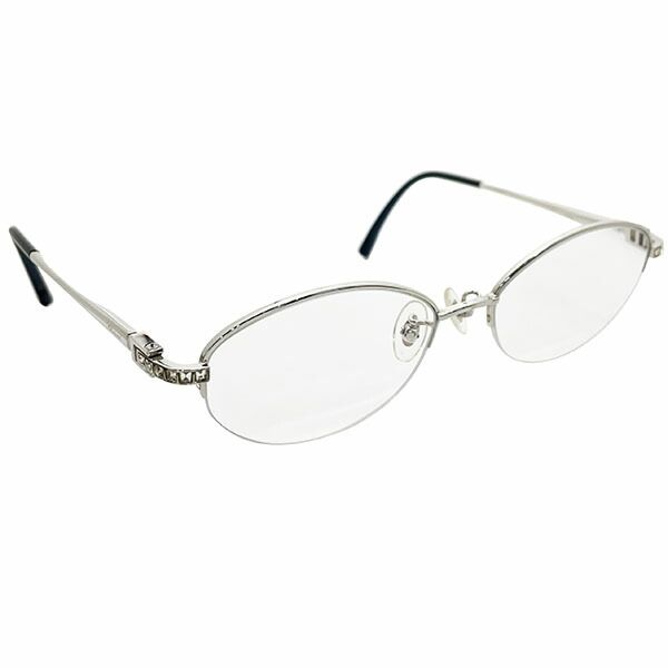 ショパール メガネ 度付き 遠視 老眼 ネイビー系 紺 シルバー クリアレンズ CD1501T Chapard ハーフリム 伊達メガネ めがね 眼鏡 アイウェア レディース 女性