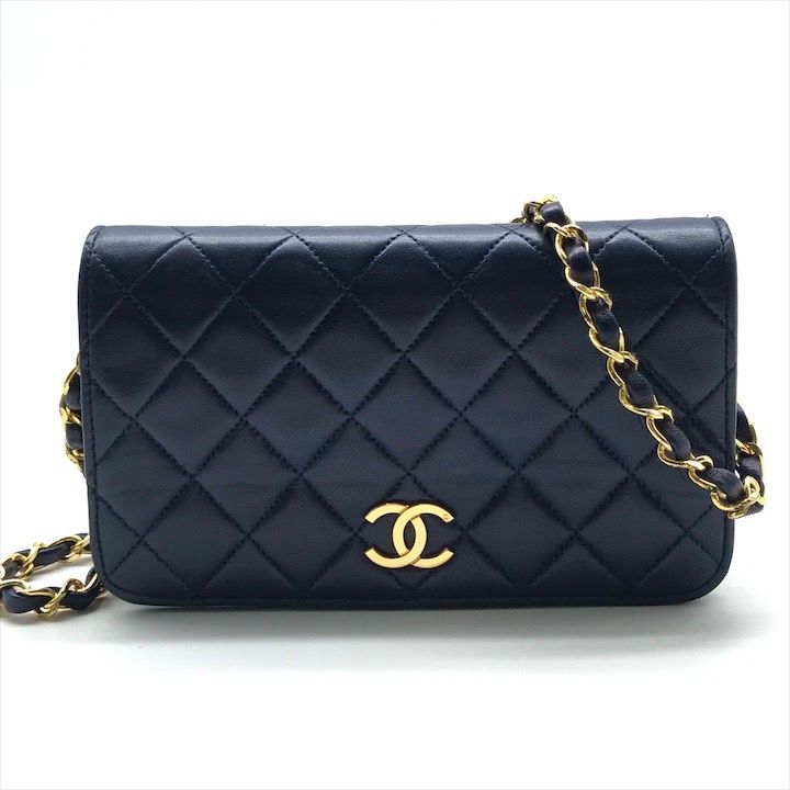 CHANEL シャネル ココマーク プッシュロック ミニマトラッセ ラムスキン チェーン ショルダー バッグ ネイビー ブランド a9881