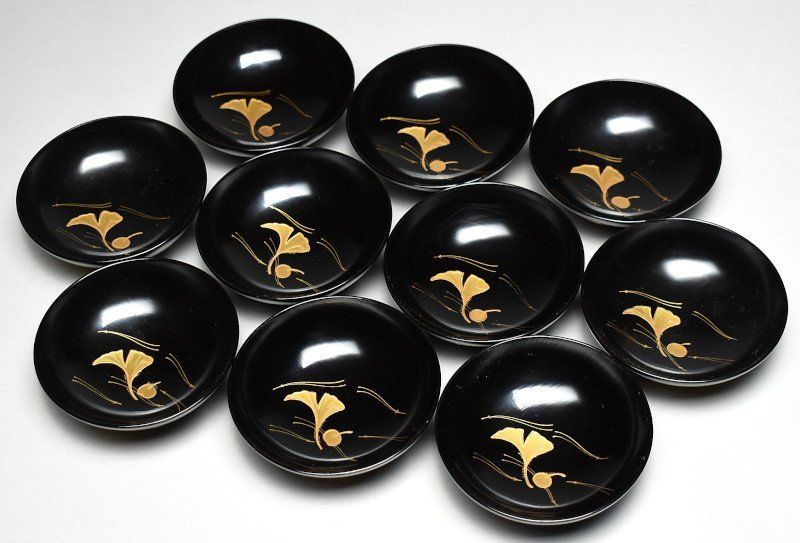 蔵A4335b 木製 蒔絵絵替文 吸物椀 汁椀 十客 WWW_NOITHATQUANGTHANH_NET