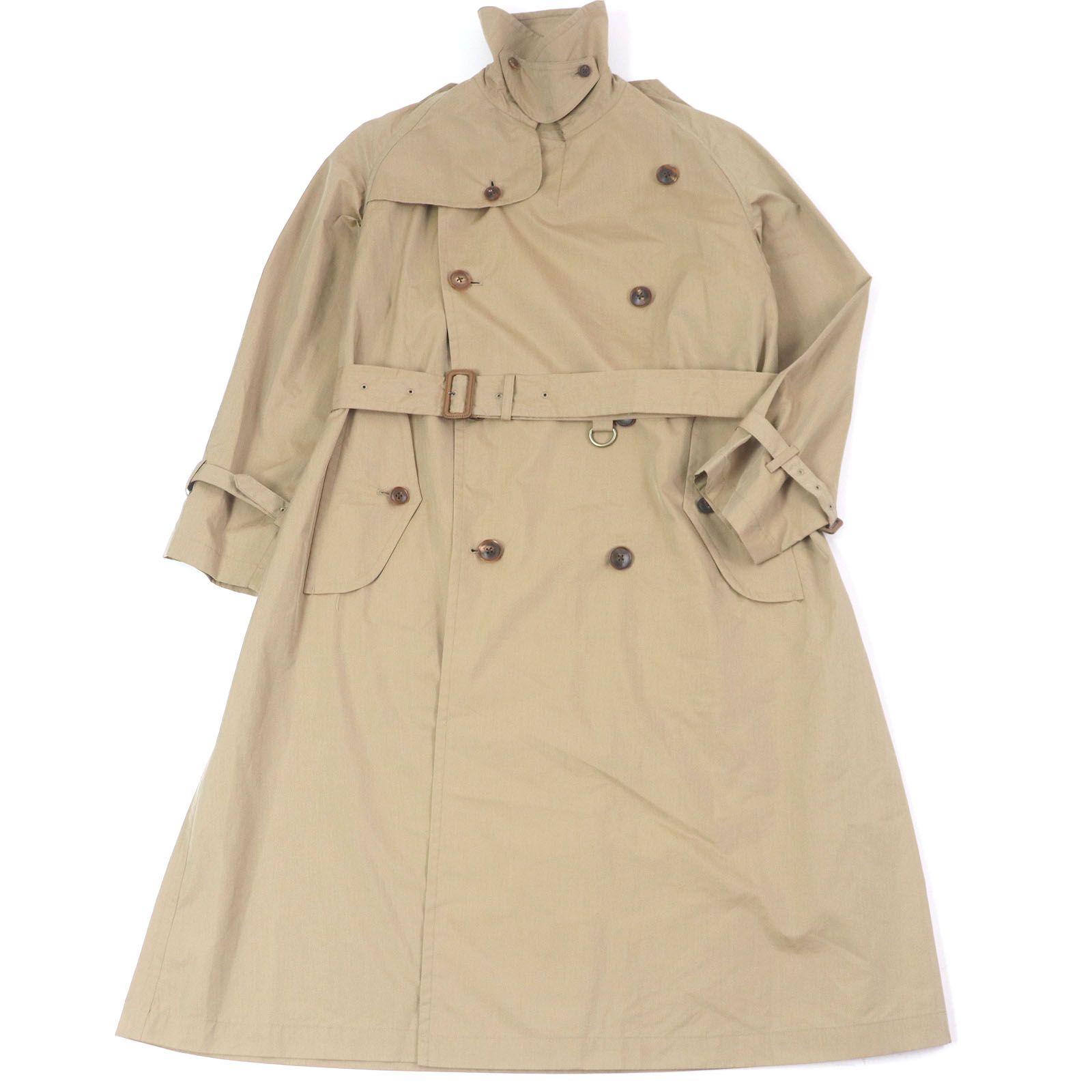 □AURALEE オーラリー 20SS A20SC02FP FINX POLYESTER BIG TRENCH COAT 薄手 ビッグトレンチコート ベージュ 1 メンズ