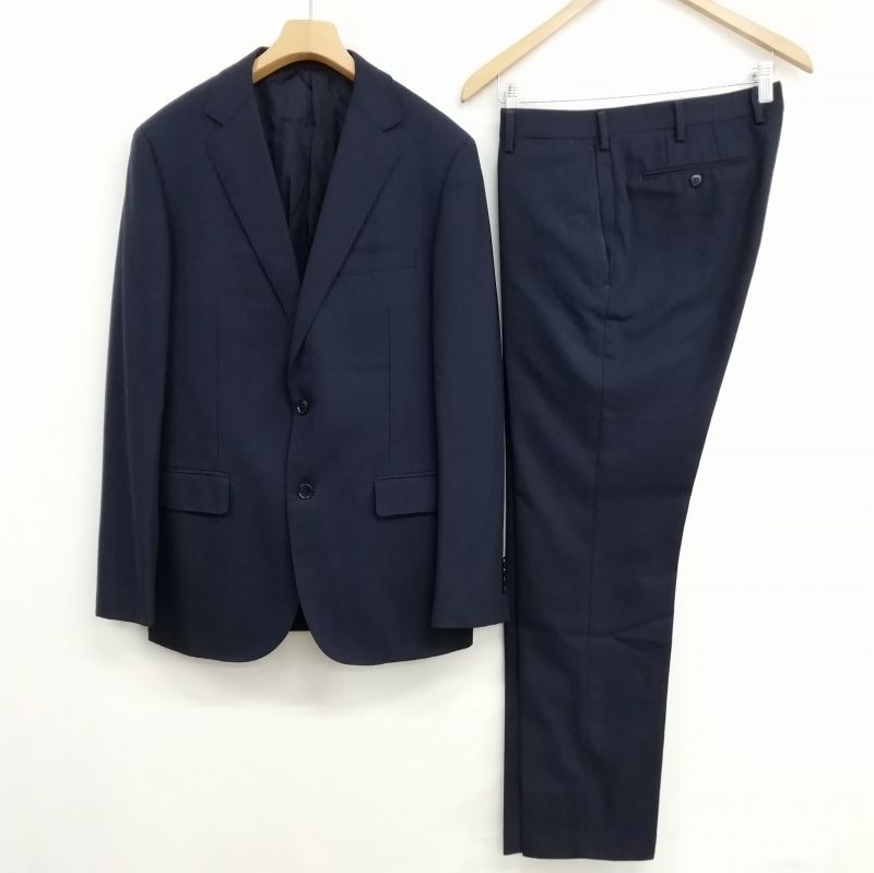 ユナイテッドアローズ UNITED ARROWS ヘリンボーン シングル 2B スーツ セットアップ ジャケット スラックス 48 ネイビー