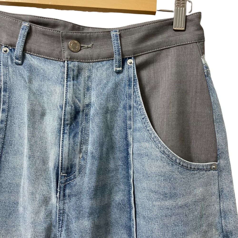 【最新の】 25SS Diagram ダイアグラム グレースコンチネンタル コンビデニムワイドパンツ サイズ38 ブルー レディース 古着 和風の