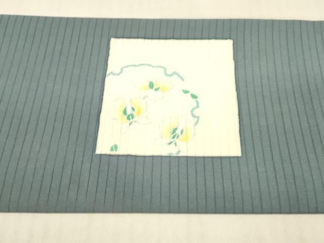 絹 平和屋着物◎九寸名古屋帯 舞蝶文 黒地 金糸 正絹 逸品