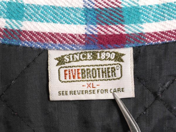 ​90s USA製 FIVE BROTHER キルティング ネルシャツ XL相当 お得なクーポン配布中!】 90s USA製 FIVE BROTHER 中綿 キルティング