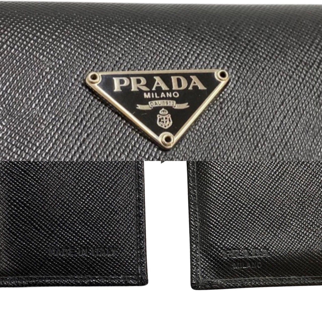 極 美品 希少品 PRADA プラダ 三角ロゴ 金具 サフィアーノ レザー 本革