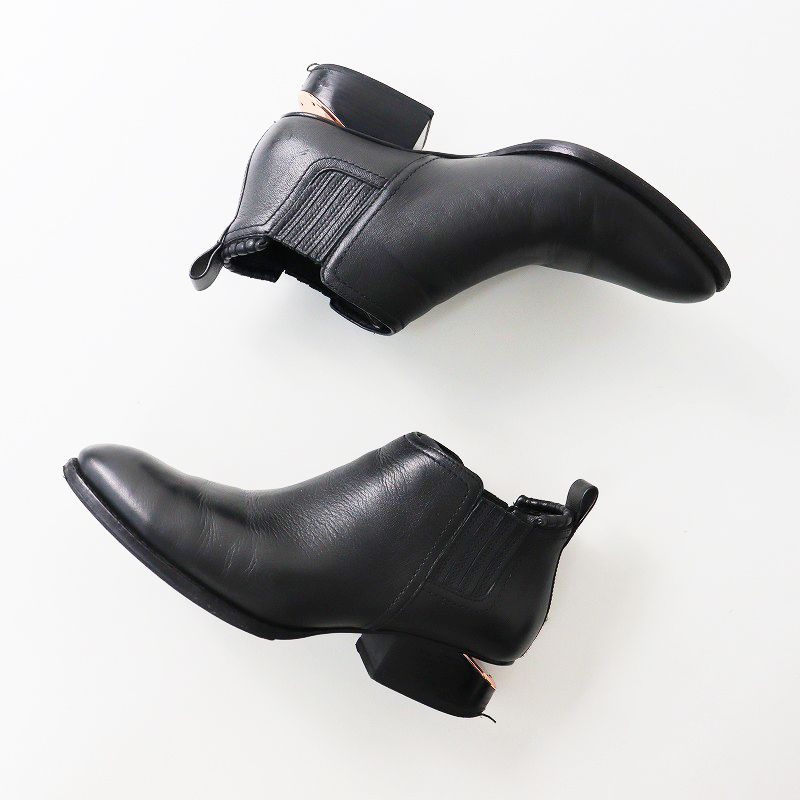 alexander wang 黒 レザー サイドゴアブーツ 収納袋付き アレキサンダーワン ALEXANDER WANG KORI STRETCH サイドゴア