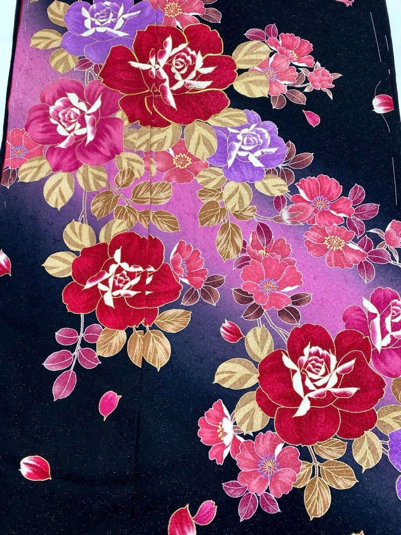 振袖 仮絵羽 舞台衣装 金駒 金彩 銀通し 京友禅 正絹 未仕立て品 八掛