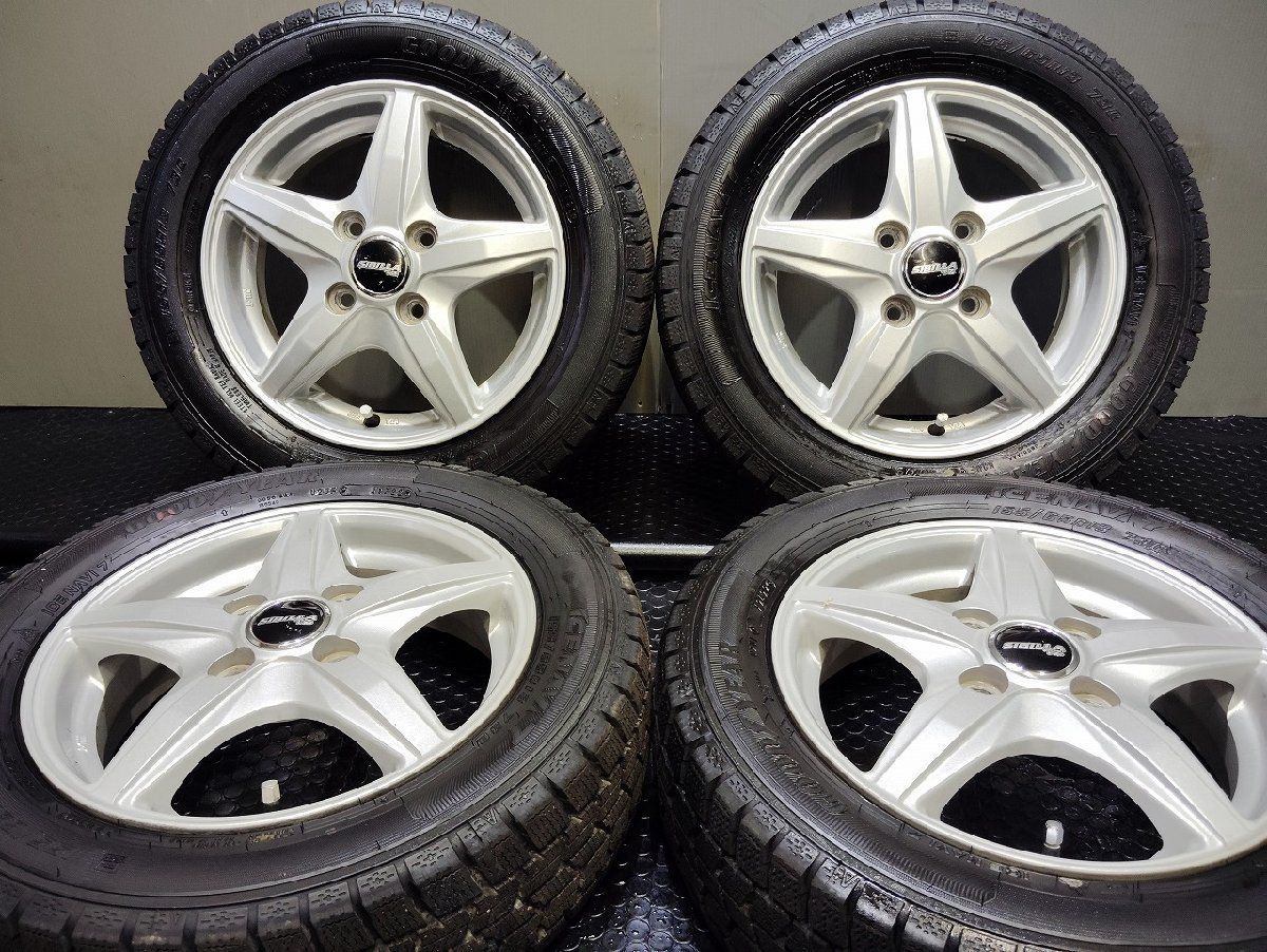 走行短め GOODYEAR ICENAVI7 155 65R13 スタッドレス TOPY SIBILLA TZ 13インチ 4J4HPCD100 43 22年製 eKワゴン ムーヴ KTM526